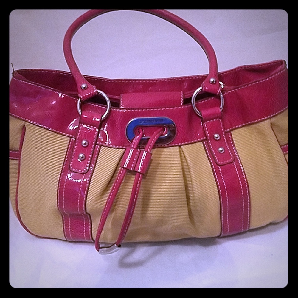Liz Claiborne pink and tan Satchel purse